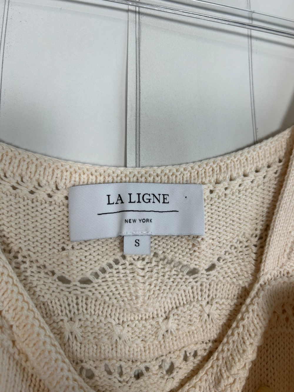La Ligne size S Jane crochet tank top beaded sleeveless cotton beige boho - Picture 8 of 10